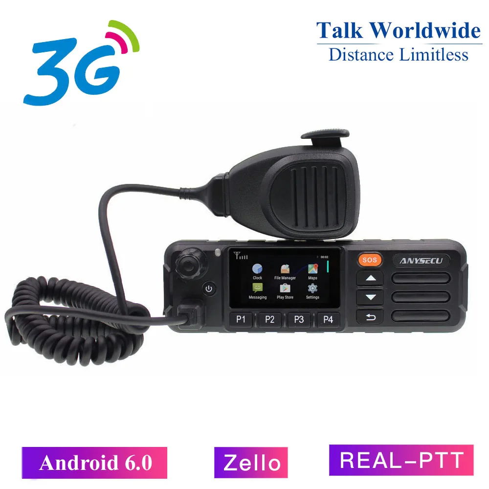 ANYSECU 3g сеть радио 3g-w7 andriod 6,0 WCDMA/GSM IP радио TM-7 с gps SOS wifi работает с реальным PTT/ZELLO - Цвет: 3G-W7