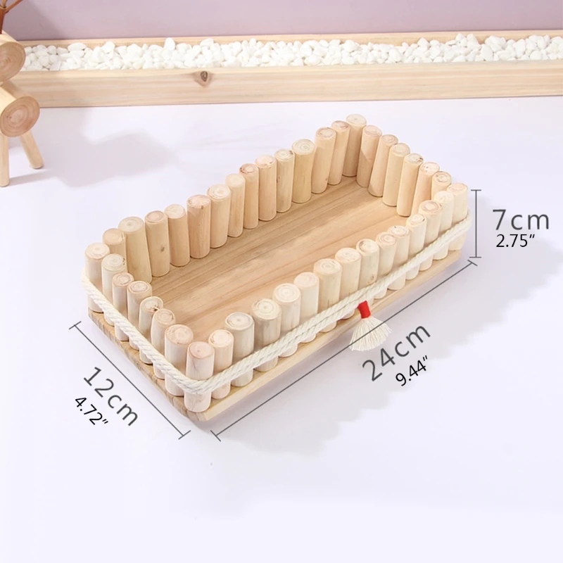

New Natural Wooden Desktop Storage Box Cosmetic Remote Control Box Sundries Rack Box Tray Home Decorations