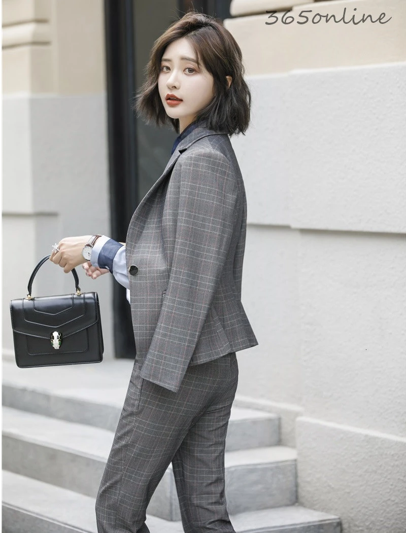 Высококачественный тканевый модный клетчатый осенне-зимний женский офисный