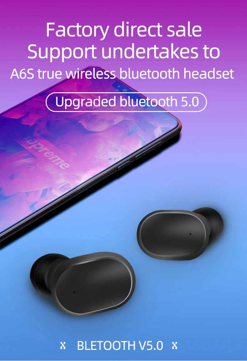 Универсальные беспроводные наушники A6S TWS Bluetooth 5,0, мини наушники для IPhone huawei Xiaomi PK i11 i12 i14 i20 i30 i60