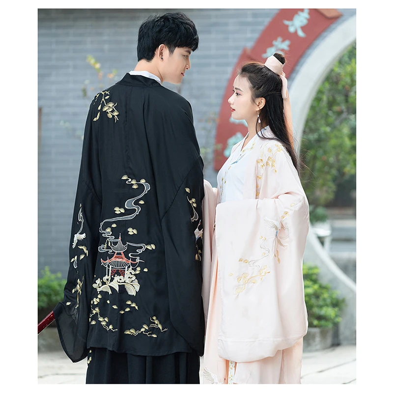 Dynastie Tang Cloths Китайская традиционная пара Hanfu Улучшенный костюм розовый черный