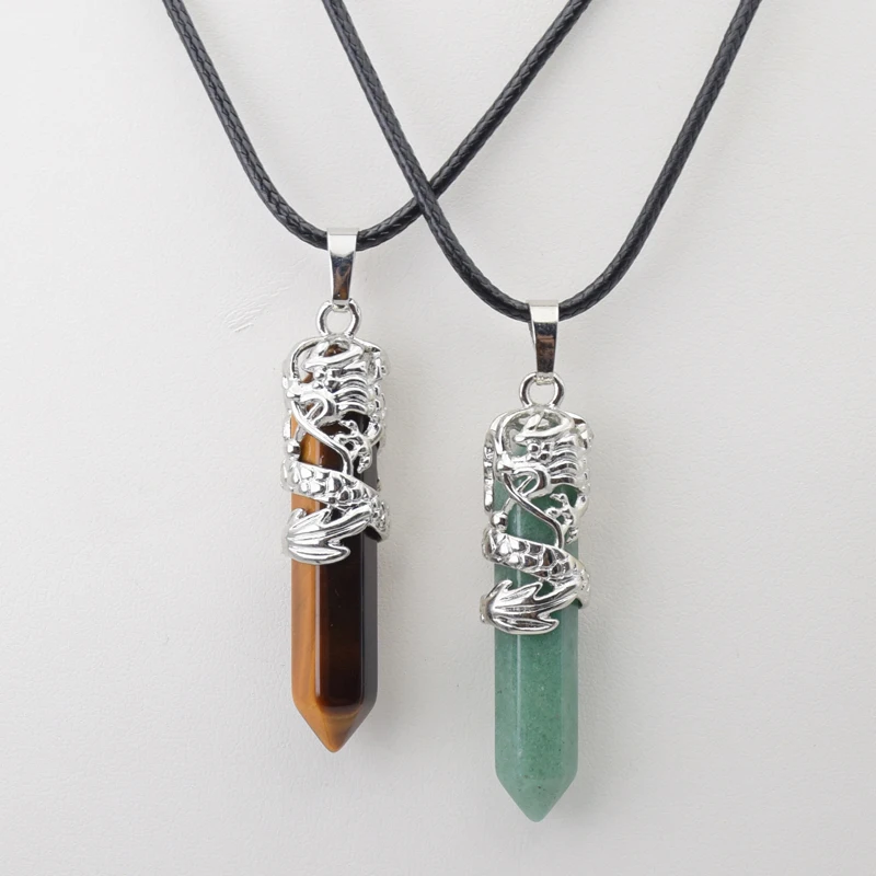 Натуральный хрустальный камень шестигранная призма ЭТНИЧЕСКАЯ подвеска