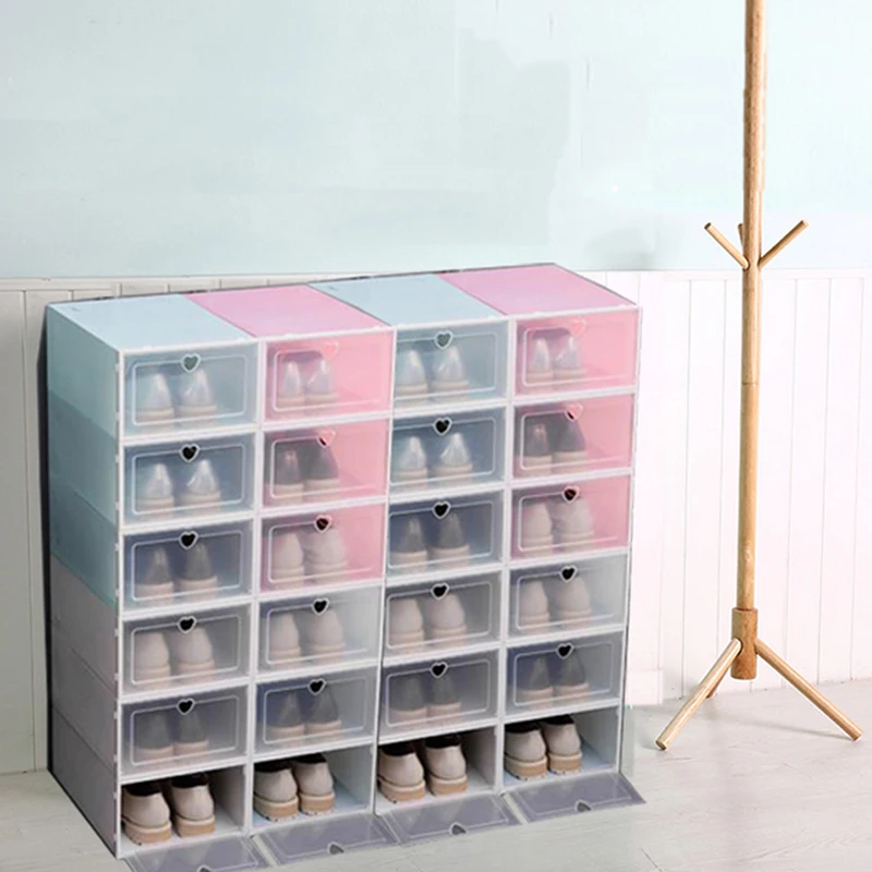 3 шт. утолщенная коробка для хранения обуви полупрозрачная пластиковая складные