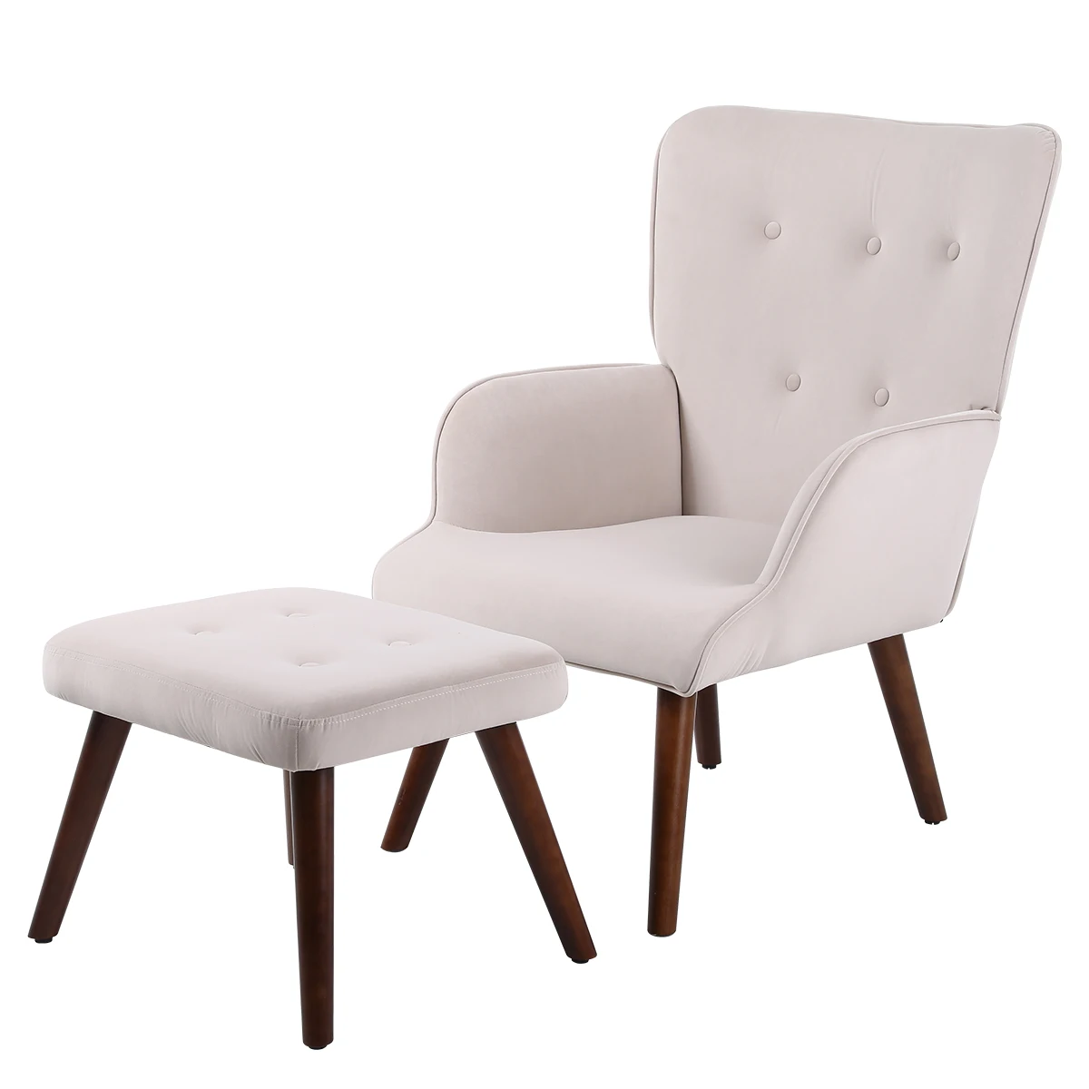 

Flannel Fabric Chair and Ottoman Set Modern Wingback Chair Leisure Chair Tub Chair Living Room Arm Office Chairs Chaise Lounge
