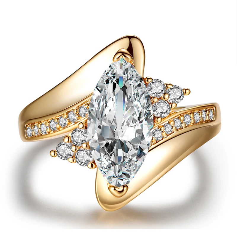 

Clearance Sale New Fashion Marquise Cut Blue White Zircon Black Gold Color & Yellow Gold Color Ring Size 6 7 8 9 Stylish Jewelry