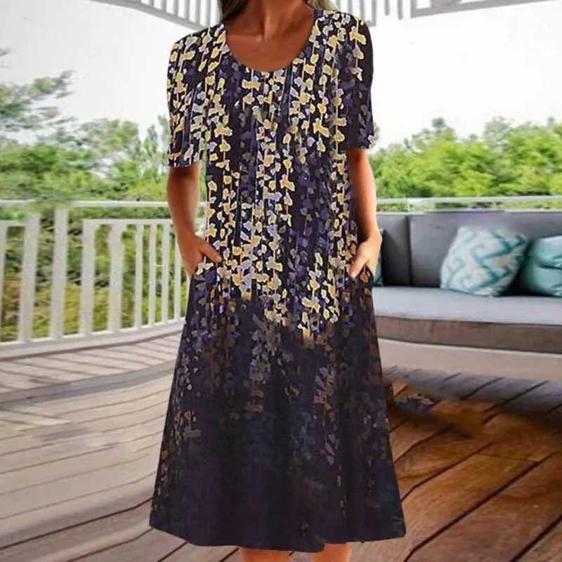 

Women Long-Sleeve Dress Print Floral Casual Dress Butterfly Retro Sexy Small Fresh Maxi Dress Ankle-Length New Autumn