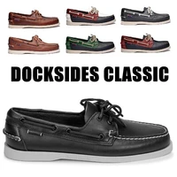 men genuine leather driving shoesdocksides classic boat shoebrand design flats loafers for homme femme women y075