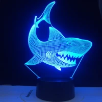 color changeable led 3d illusion visual night light bedroom decoration light novelty table desk lamp kids gift shark fish