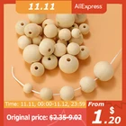 Бусины TYRY.HU из натурального дерева 12-25 мм, деревянные круглые бусины без свинца для детского браслета, ожерелья, аксессуары для изготовления ювелирных изделий, 20-200 шт.