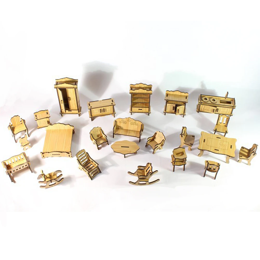 

Miniature Furniture for Children Gift Mini 3D Wooden Educational DIY Building Model Toys