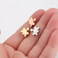 5pcs stainless steel rose gold map puzzle charms pendants piece jigsaw charm diy metal bracelet necklace jewelry making findings