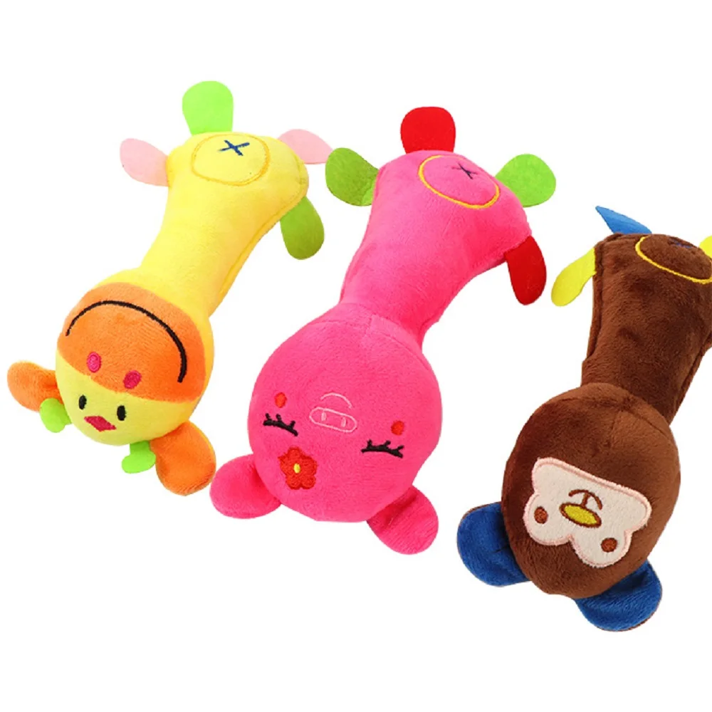 

Cute Pet Dog Cat Funny Fleece Durability Plush Dog Toys Squeak Chew Sound Interactive Toy Fit For All Pets Long Plush Puppy Toy