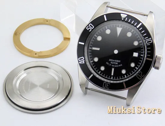 41 мм черный ободок часы с сапфировым стеклом чехол циферблатом подходит для miyota