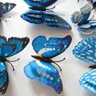 12 шт. многоцветные двухслойные Крылья 3D бабочки настенные стикеры магнитные ПВХ бабочки для вечерние детской спальни магнитные