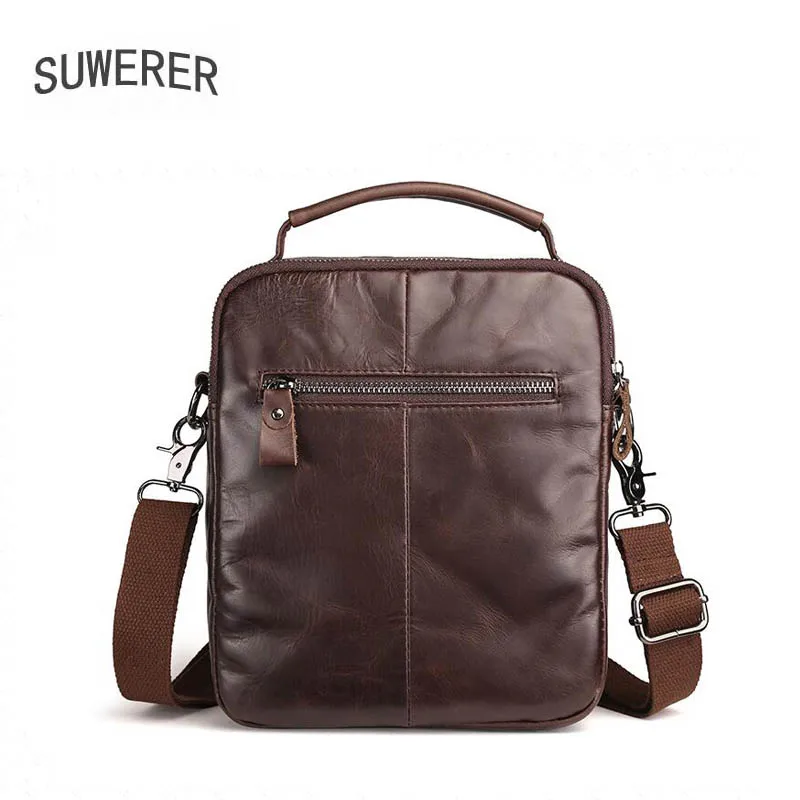 

SUWERER 2020 New men bag cowhide Leisure men shoulder bag Genuine Leather bag Business tote bag