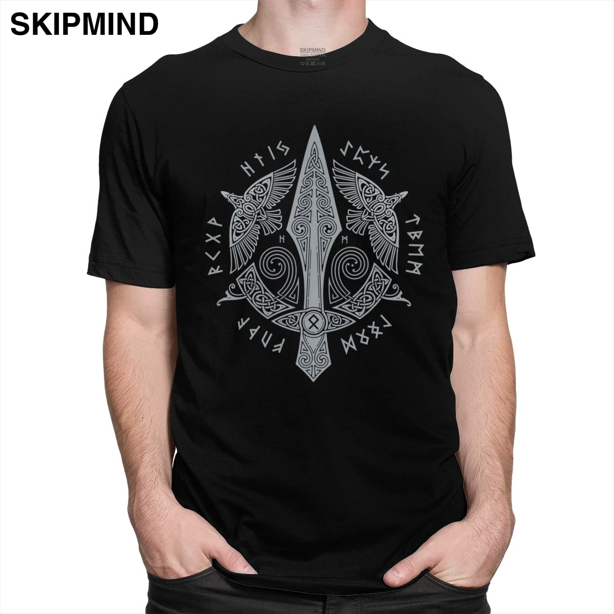 Футболка мужская хлопковая с короткими рукавами руны в скандинавском стиле