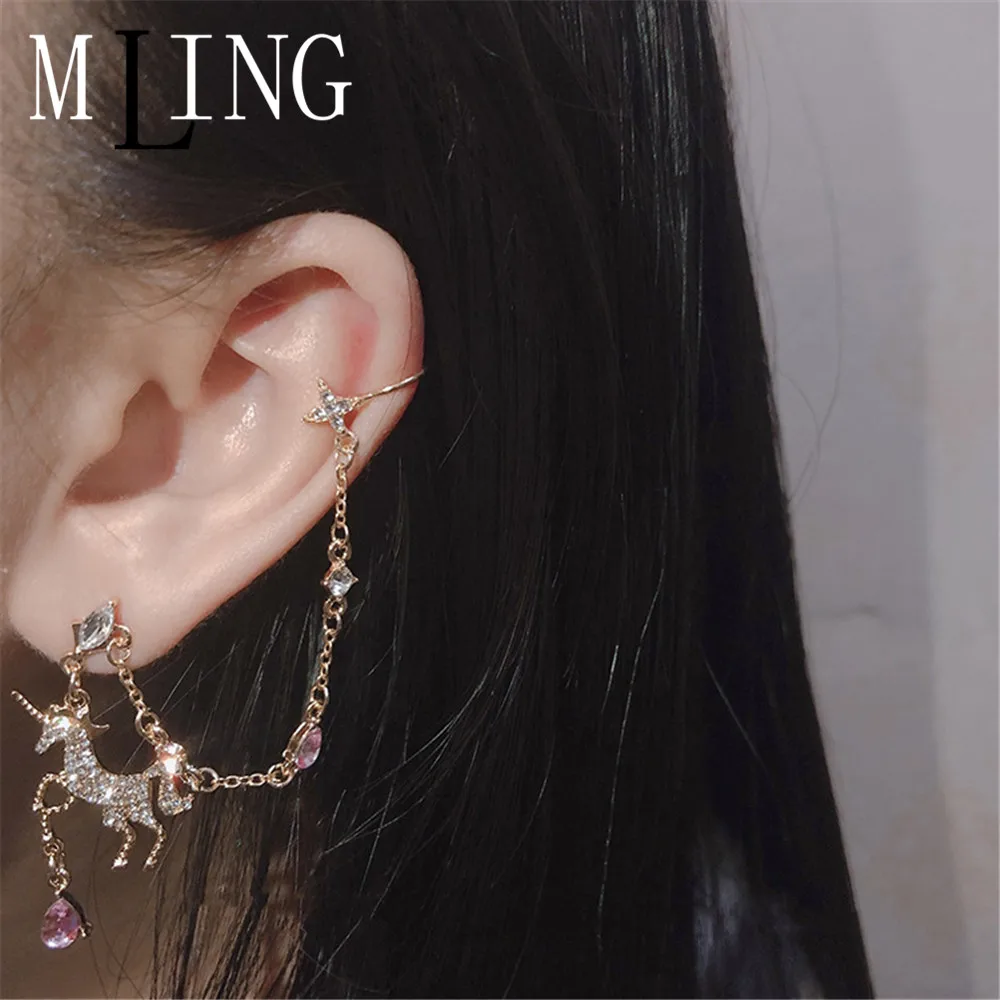 Новейшие золотые геометрические хрустальные висячие серьги MLING модные в виде