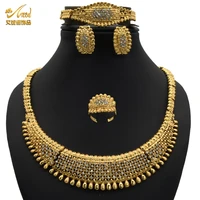 dubai nigerian hip hop pendant bridal wedding women bijoux femme gold plated ring big imitation jewelry necklace set accessories