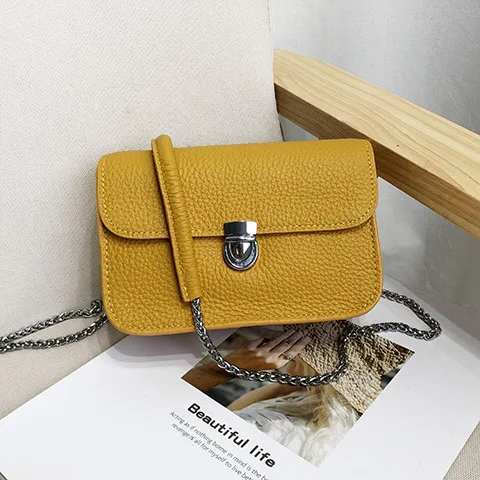

2019 New Mini Leather chain bag women's head soft cowhide square bag versatile fashion One Shoulder Messenger Bag
