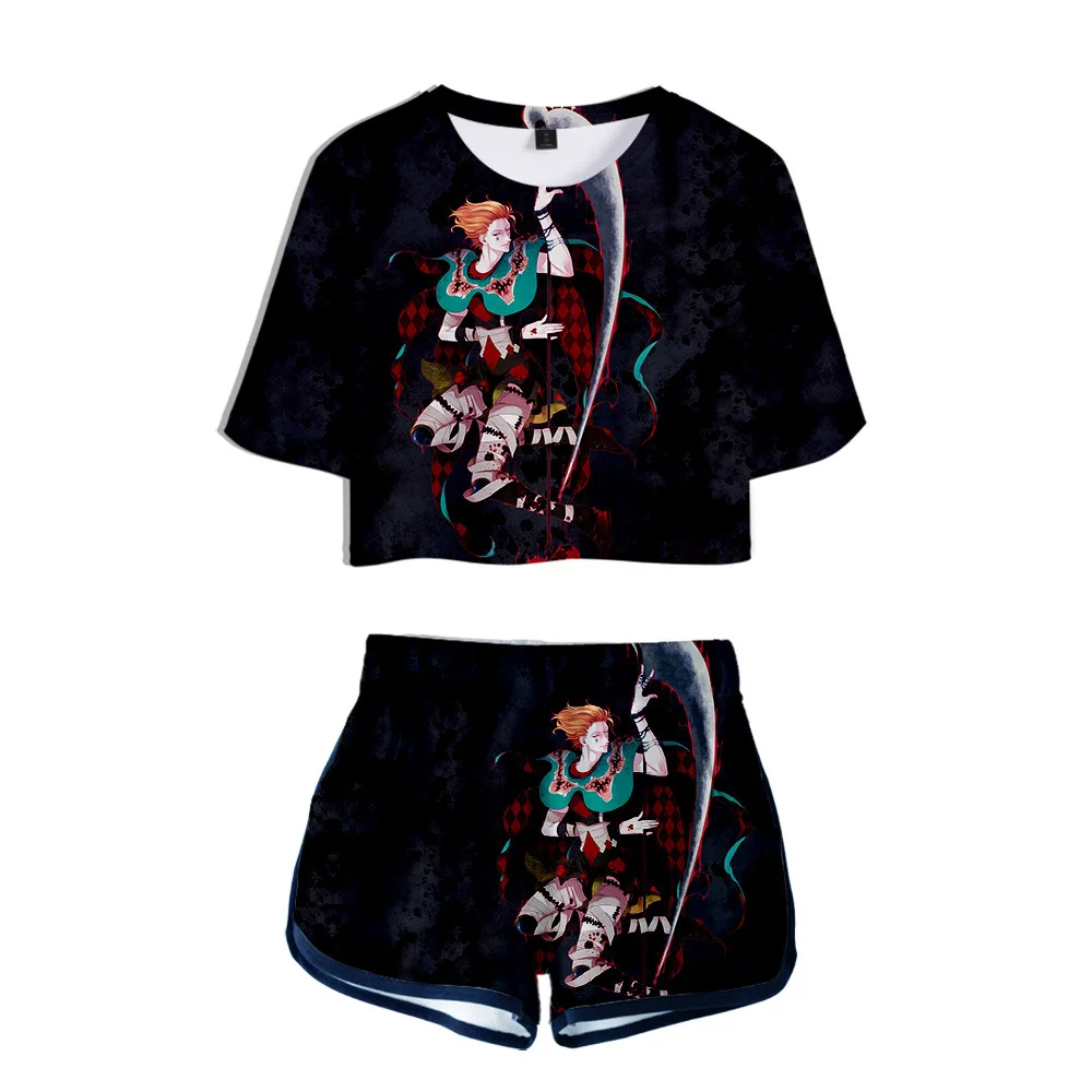 Женский укороченный топ и шорты в стиле аниме Hunter X HIsoka комплект 2 шт. Conjunto Feminino