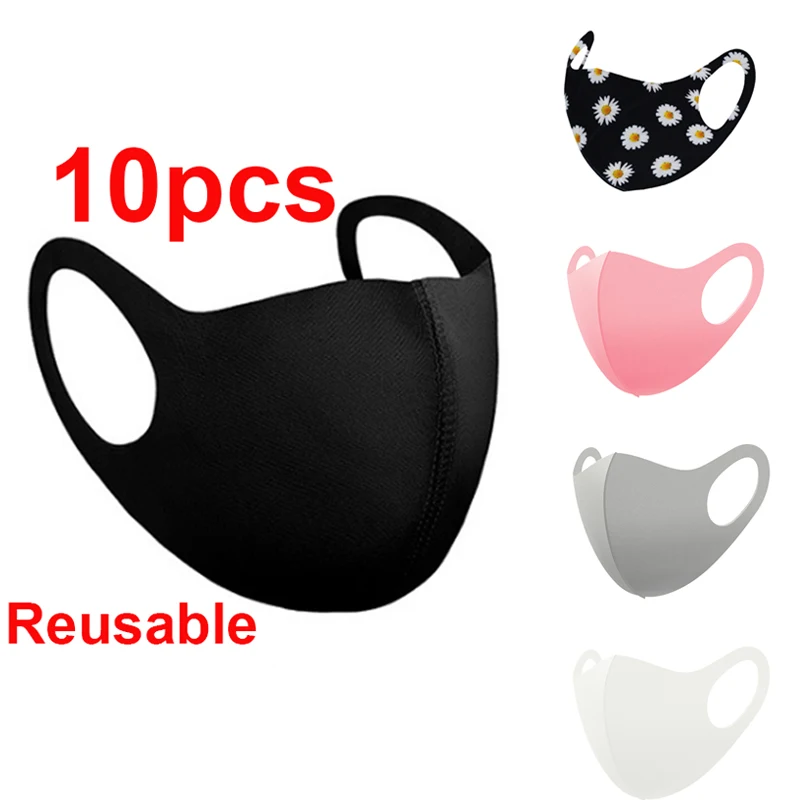 

10/5pcs Adult Face Mask Black Mouth Mask Washable Reusable Earloop Masks Dust Cycling Mascarillas Face Shield Masque Facial Mask