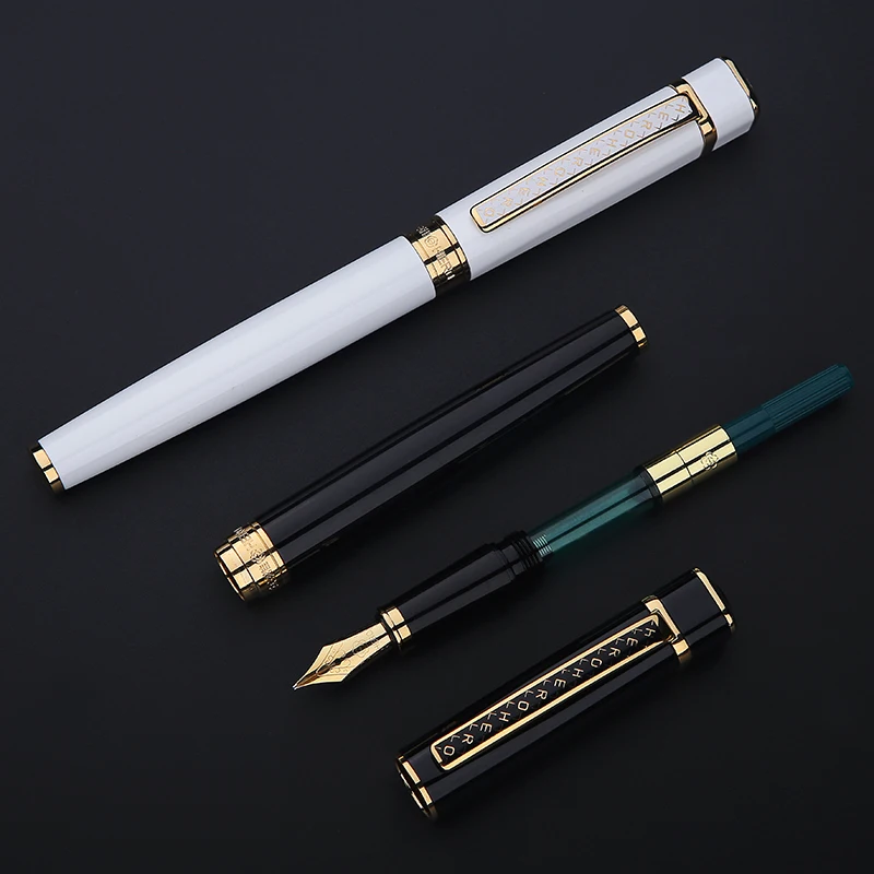 

Hero 979 Square Cap Metal Fountain Pen Golden Plates Clip Iridium Fine Nib 0.5mm Fashion Writing Ink Pen for Office Business