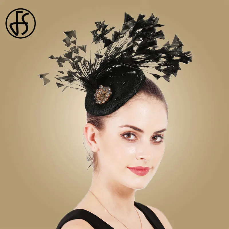 Дамская винтажная шляпка Таблетка FS с большими цветами для церкви и