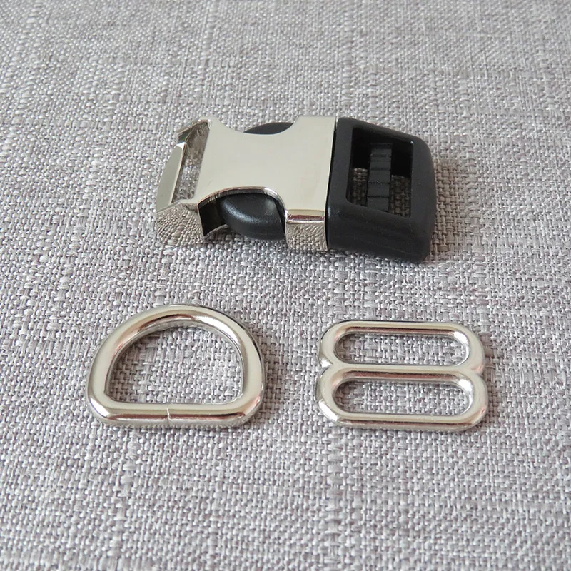 

10sets/lot wholesale 20mm webbing metal D ring belt strap buckle slider adjuster for pet dog collar harness sewing DIY accessory