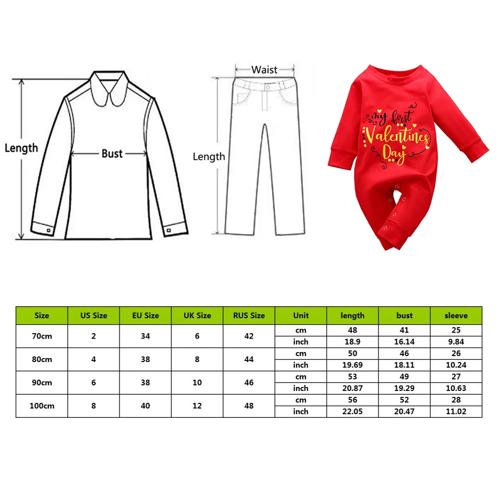 CYSINCOS 2020 Spring New Valentines Day Baby Boys Girls Romper Long Sleeves Infant Newborn First Letter Printed Clothes Red | Детская