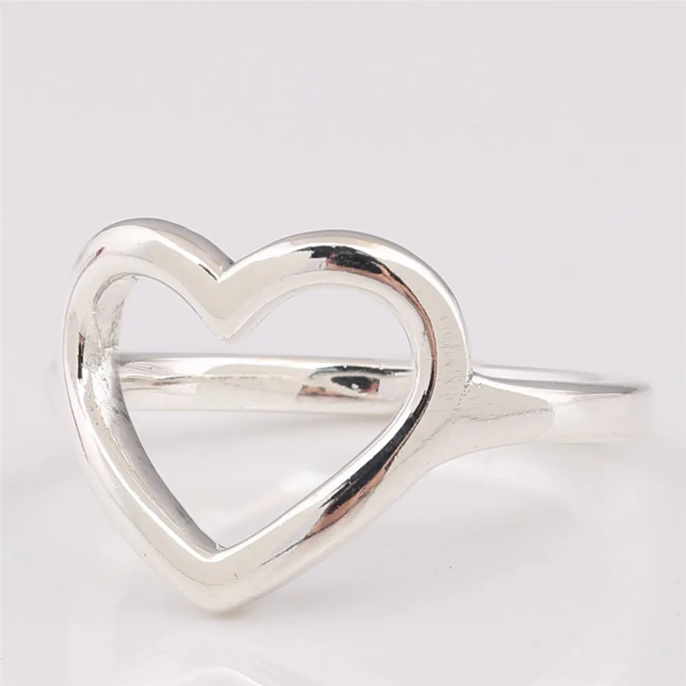 

925 пробы Серебряное полированное Открытое сердце pandora, кольцо, европейские ювелирные изделия