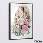 Цветок Лев Семейные плакаты Wall Art Печать холст Картина скандинавские современные животных домашний декор изображение для мужчин и женщин; Украшение в римском стиле