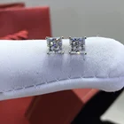 Женские квадратные серьги с бриллиантами, серебро 925 пробы