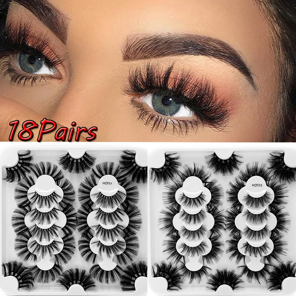 

18Pairs Natual Mink Eyelashes 25mm 8D Mink Lashes Bulk Dramatic Volume Eyelashes Extension Wholesale False Eyelashes Eye Makeup