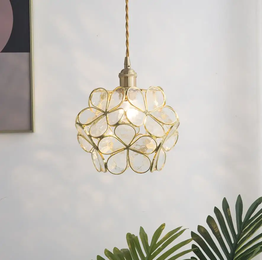 Подвесные светильники в скандинавском стиле медные светодиодные лампы с цветами