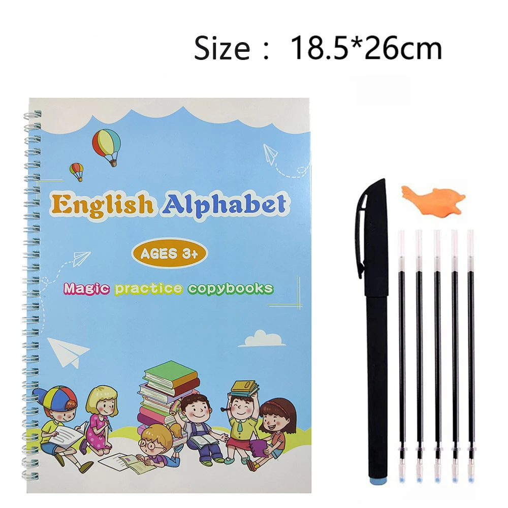 

Large Size 18.5x26cm Reusable Groove Book English Alphabet Kids Calligraphy Learning Magic Practice Copybook Educational Toys