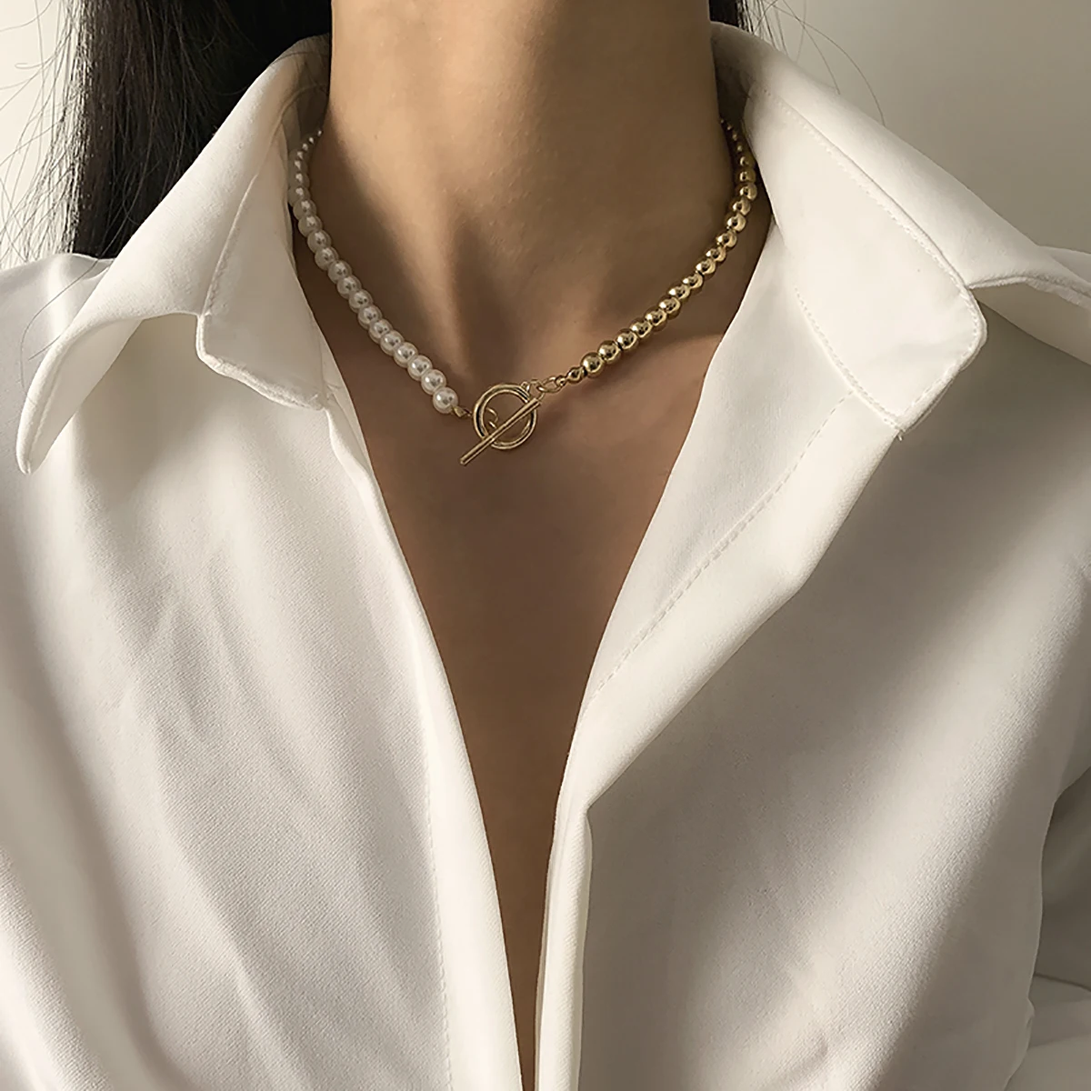 Короткое ожерелье чокер PuRui с имитацией жемчуга для женщин модное асимметричное