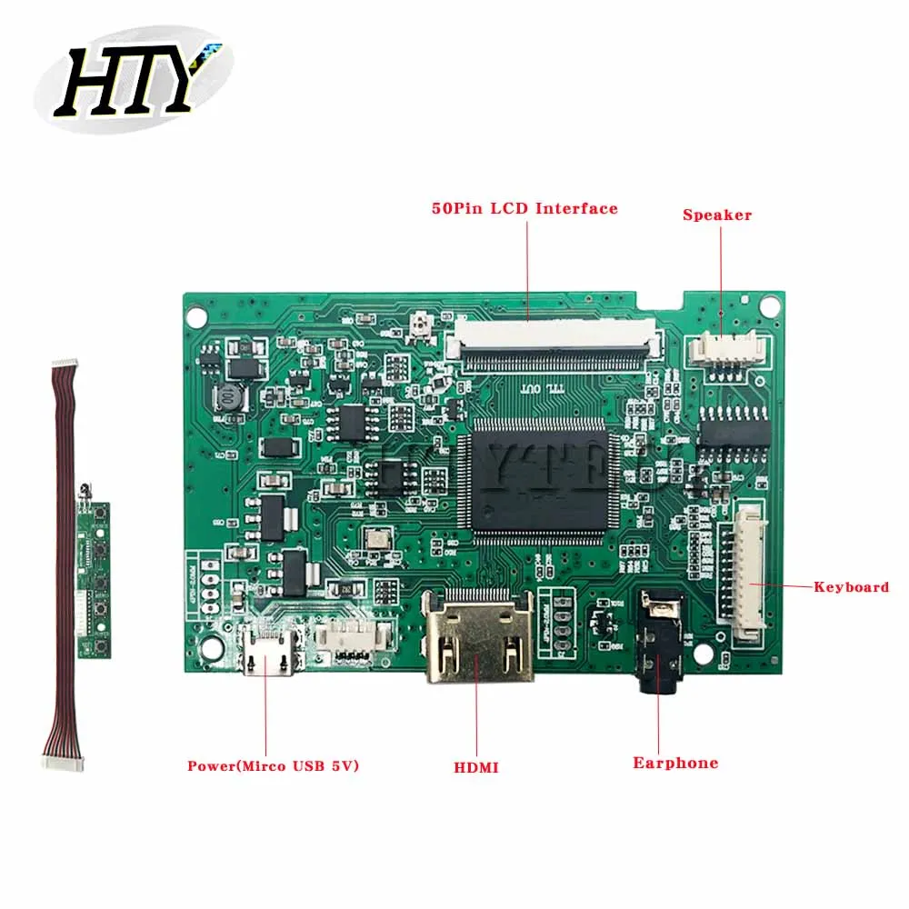 HTYTECH драйвер платы ЖК-экран контроллер HDMI для AT070TN90 AT070TN92 V.X ЖК-экран 7DD1+ 1 FPC 800*480 Micro USB 50 контактов - Цвет: Mainboard