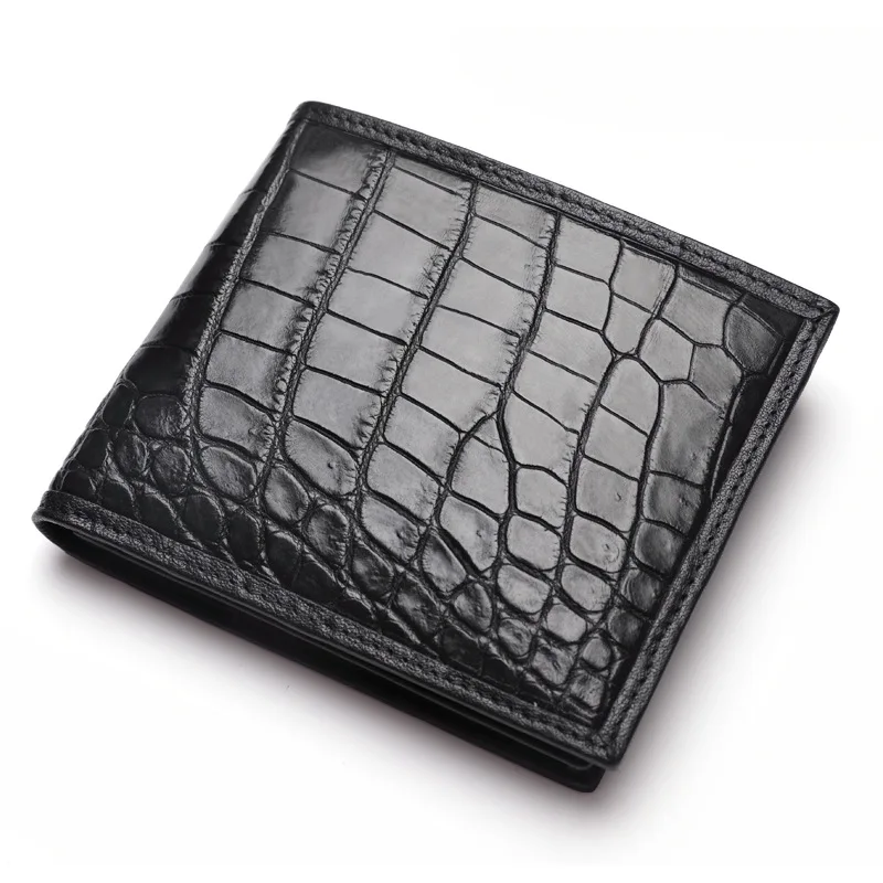 Authentic Exotic Crocodile Belly Skin Men's Short Wallet Small Card Purse Genuine Real True Alligator Leather Male Bifold Wallet