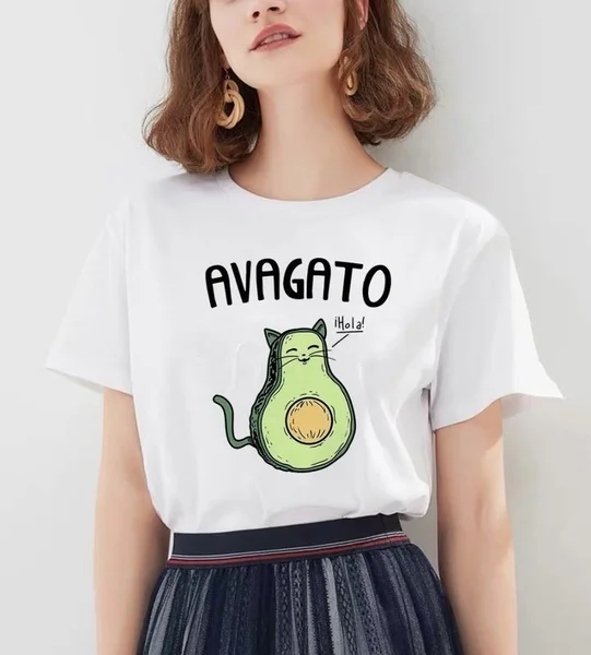 

Avocado Vegan Cartoon Short Sleeve Cute Female T-shirt Womens clothes Casual T Shirt Harajuku Ullzang Tshirt Fashion Top Te