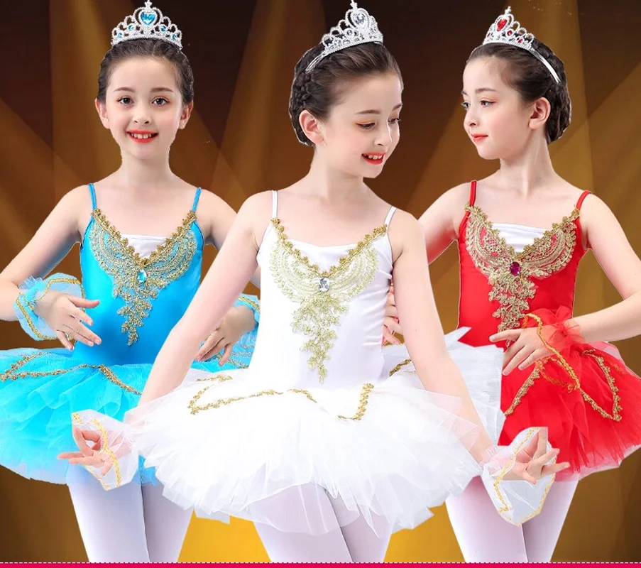 

Профессиональное балетное платье-пачка, Детский костюм с лебедем и озером, белое, красное, синее, розовое балетное платье для детей, пачка дл...