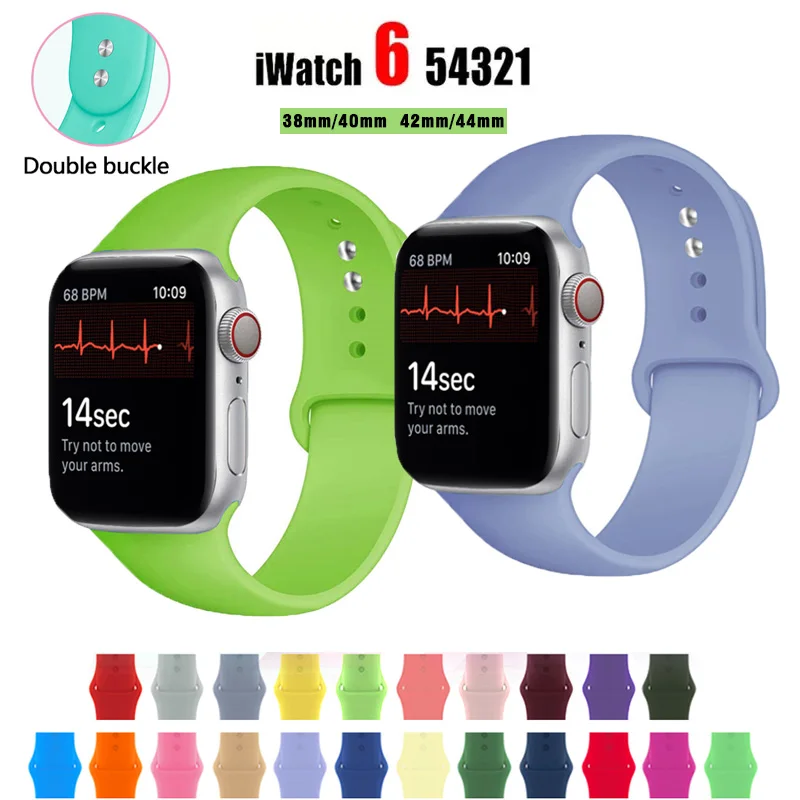 

Ремешок мягкий силиконовый для Apple Watch series 6 5 4 3 2 SE 38 мм 42 мм, резиновый браслет для iWatch 6/5 40 мм 44 мм, apple watch