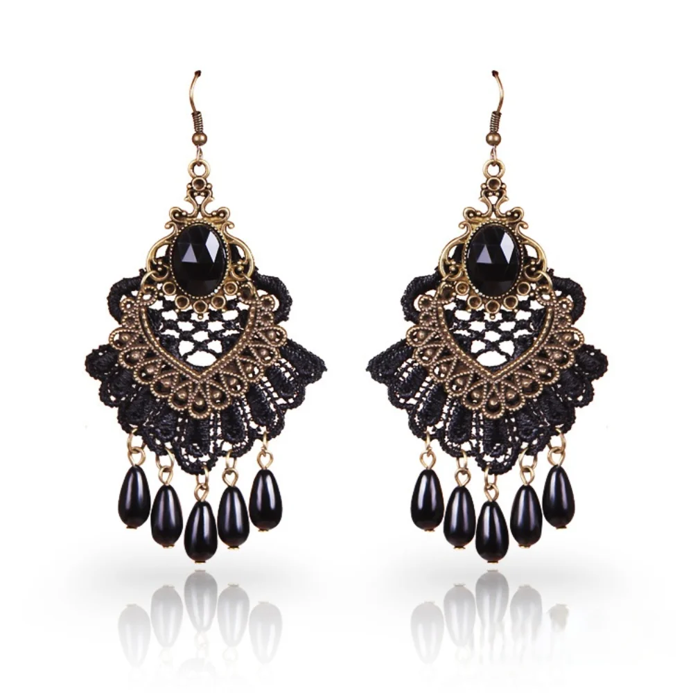 

Earrings 2021 TrendEuropean and American Popular Halloween Festival Earrings Antique Black Lace Earrings Dangle Earrings Earring
