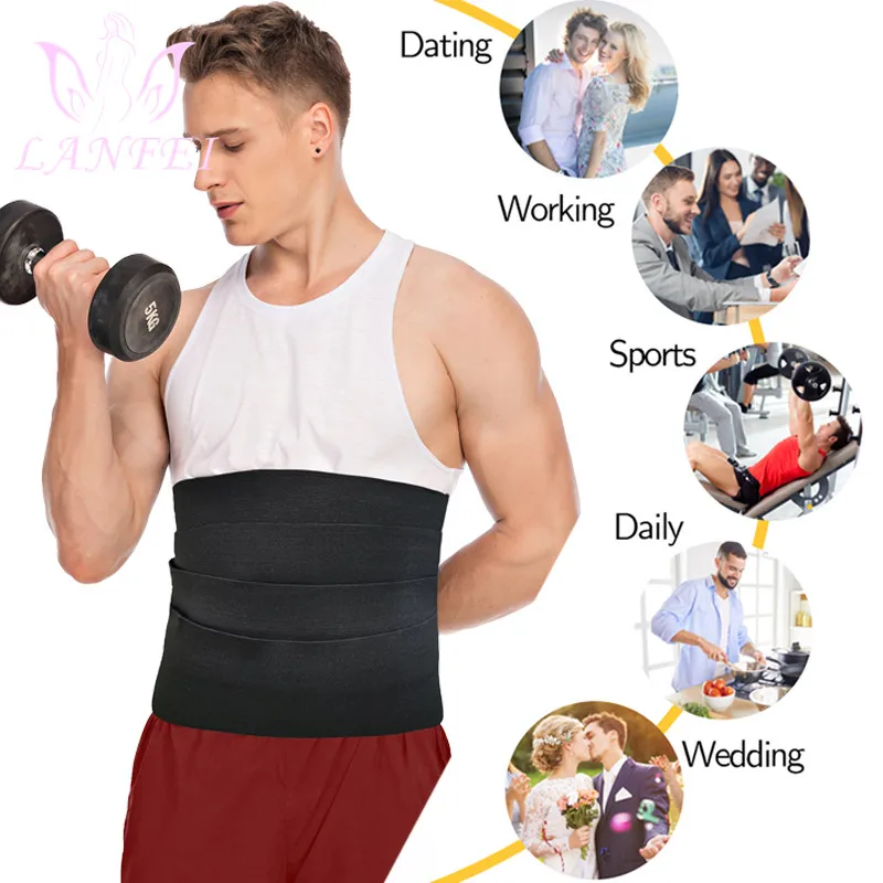 LANFEI Hot Waist Trainer Belt Men Neoprene Sauna Slimming Strap Body Shaper Tummy Control Fitness Sweat Fat Burner Gym Shapewear | Мужская