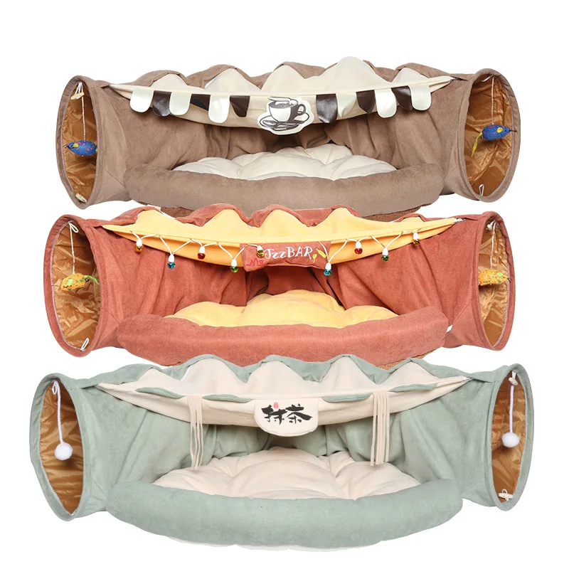 

Pet Cats Tunnel Interactive Play Toy Mobile Collapsible Ferrets Rabbit Bed tunnels Indoor Toys Kitten Exercising Products MJ