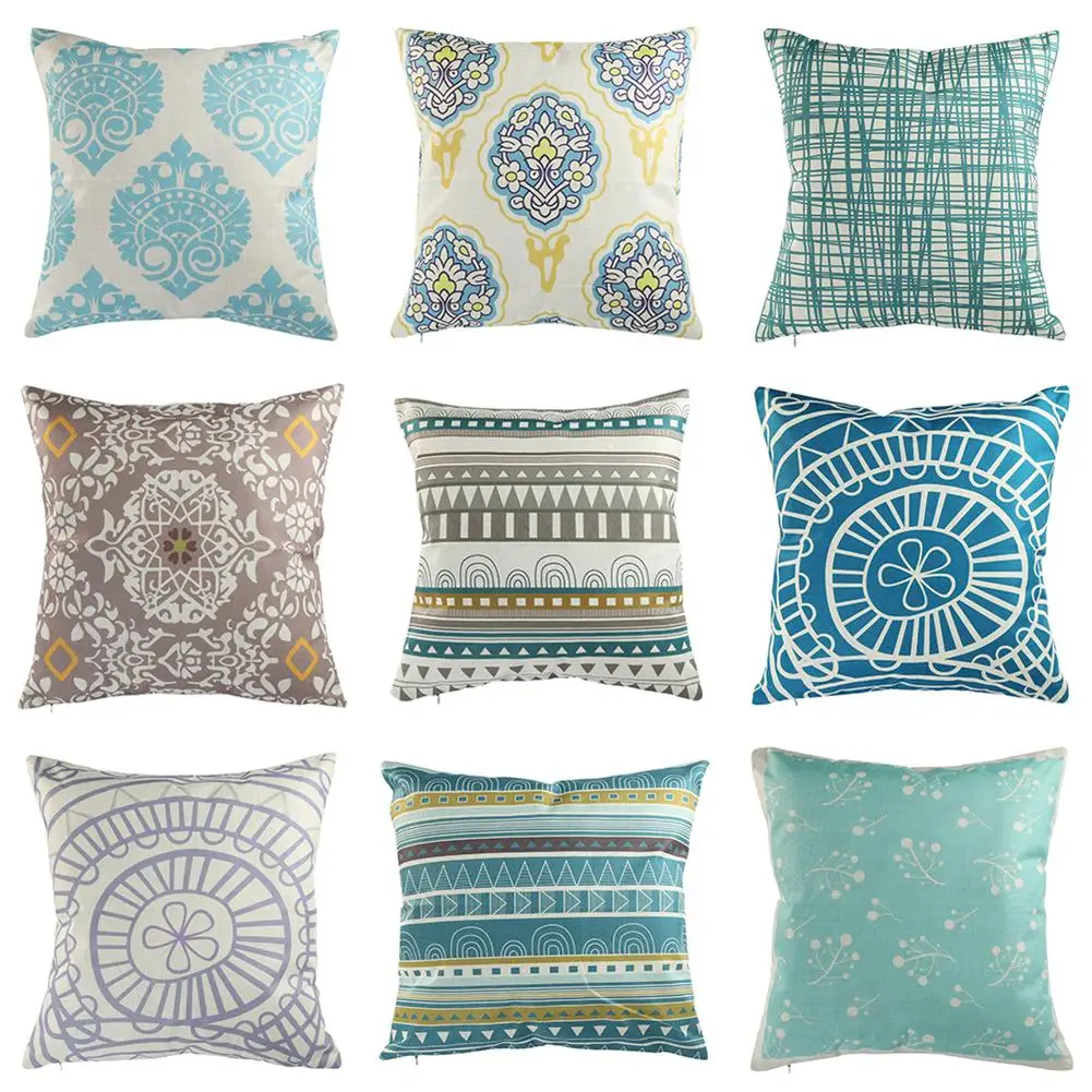 

Vintage Geometric Flower Cotton Linen Throw Pillow Case Cushion Cover Home Decor