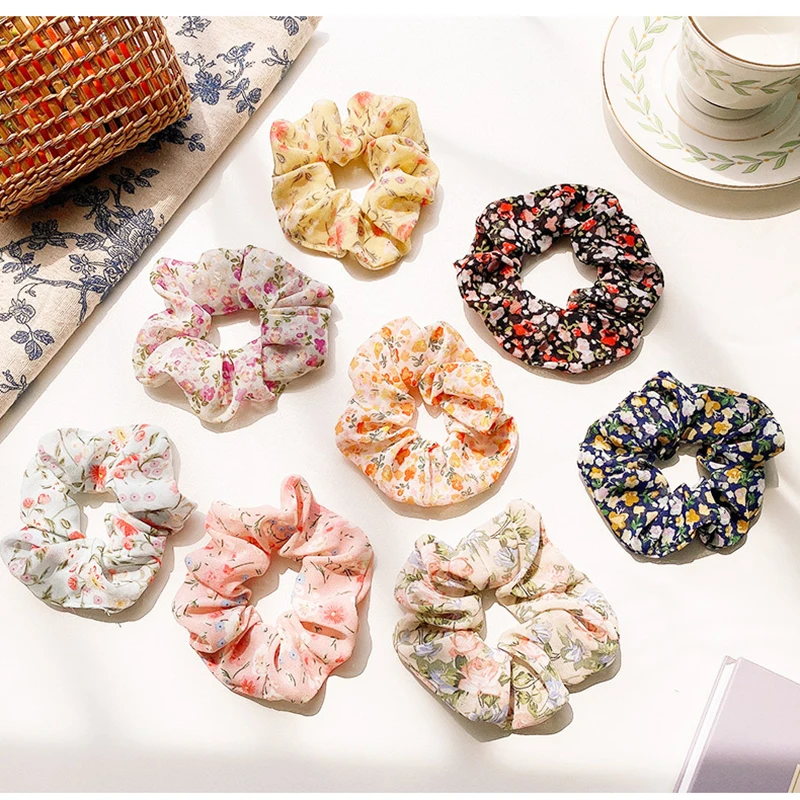 

Retro Girl Hair Scrunchies,Broken Flower Hair Rope,Net Yarn Hair Accessories,Fruit Hair Ties,HairBands,Ponytail Holder for women
