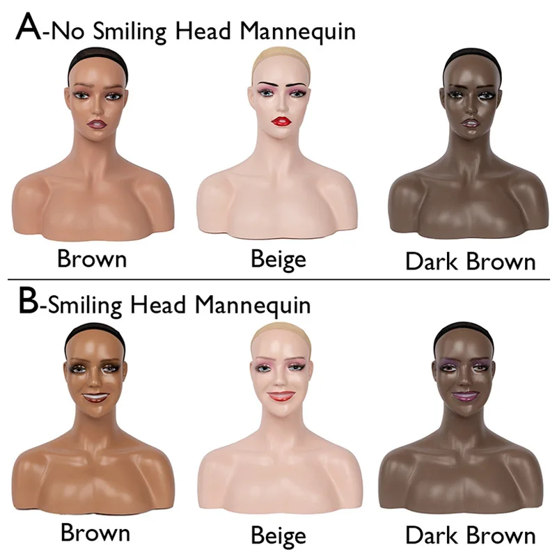 Nunify 3 Colors Mannequin Manikin Model Head Wig Cap Jewelry Hat Display Holder Stand Coffee Color Training | Шиньоны и парики