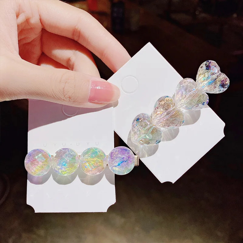 Романтическая Заколка-пряжка в форме сердца прозрачные боковые заколки для