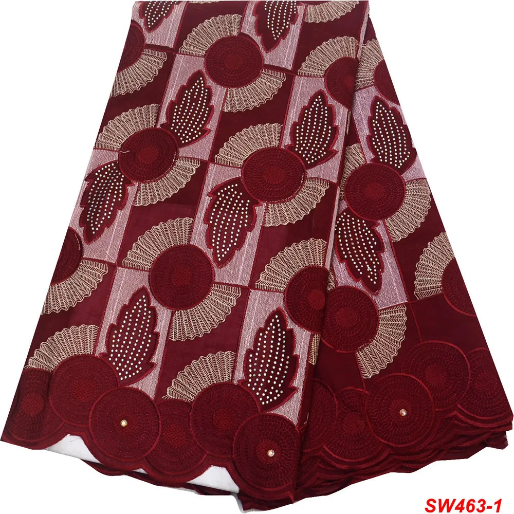 Высококачественная Африканская Хлопковая кружевная ткань с камнями швейцарская