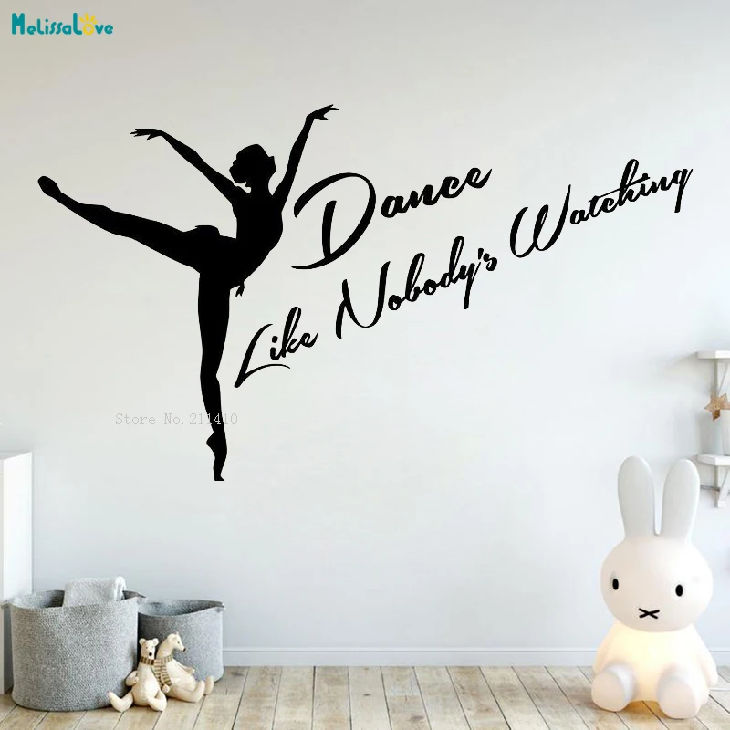 Dance Like Nobody's Watching Wall Stickers Quotes Vinyl Studio Decor Dancer Dancing Home Decoration Bedroom Interior YT2516
